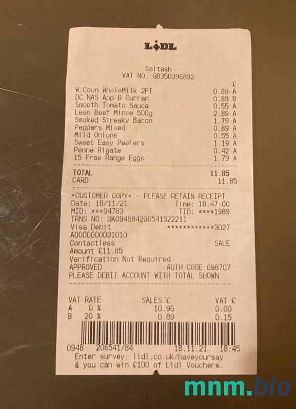Lidl Supermarket szablon pokwitowania płatności PSD